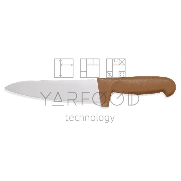 Нож поварской 25 см HACCP, цвет ручки - коричневый