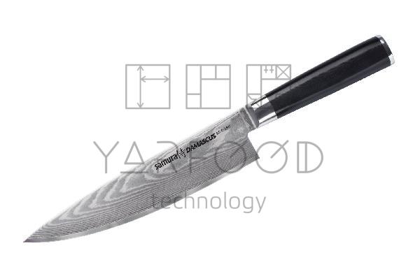 SD-0085/K Нож кухонный "Samura DAMASCUS" Шеф 200 мм, G-10, дамаск 67 слоев