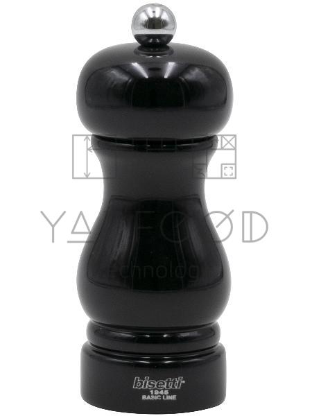 Мельница для перца из бука, черная лакированная, 13 cm