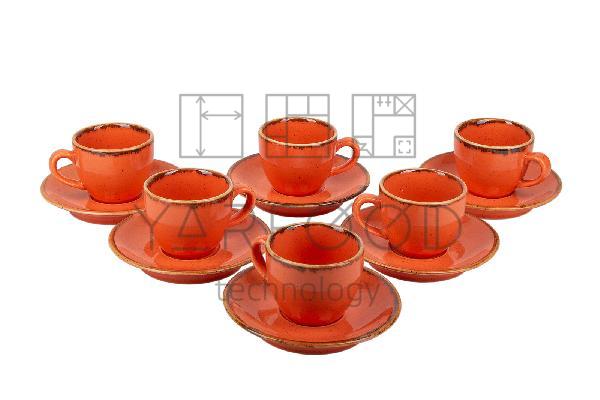 Porland Набор кофейных пар 80 мл Сизонс (12 предметов), оранжевый
