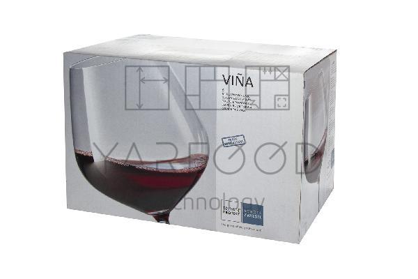 Набор бокалов для вина Bordeaux 750 мл, h=22,1 см, d=11,1 см, VINA, хрустальное стекло, 6 шт.