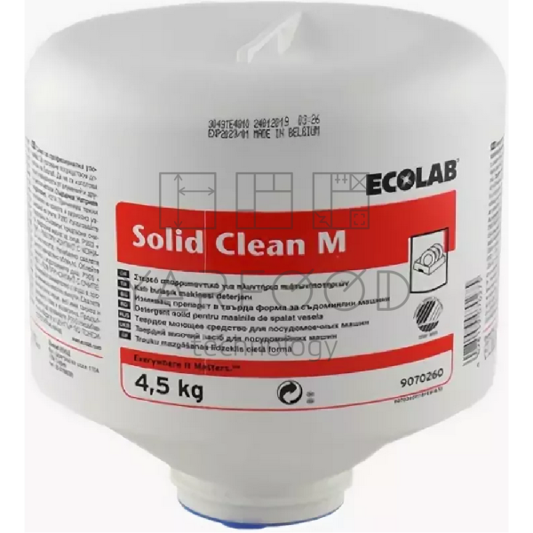 SOLID CLEAN M средство моющее для мытья для воды средней жестки, 4,5кг , Ecolab