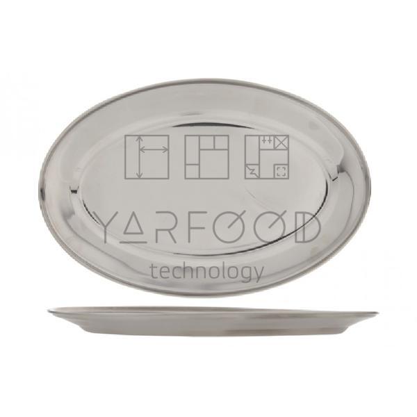OVAL STAINLESS STEEL SERVING TRAY 35CM