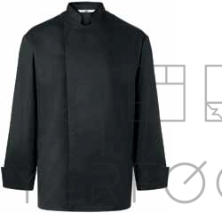 Куртка поварская на кнопках, черная, ткань 65% PES, 35% CO, длинный рукав, размер S, шт