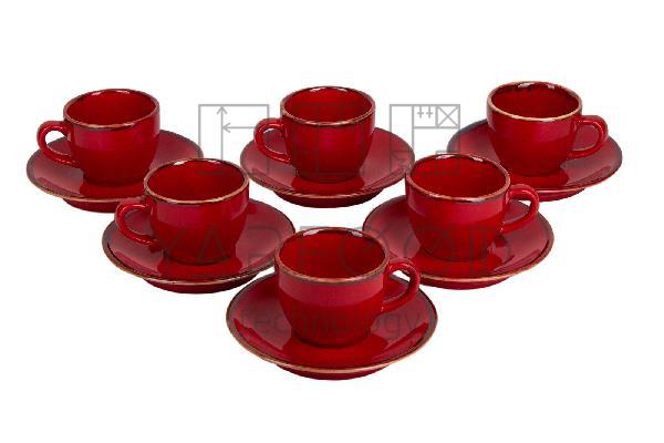 Porland Набор кофейных пар 80 мл Сизонс (12 предметов), красный