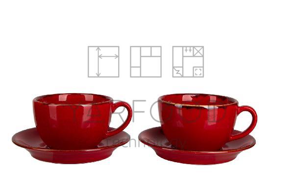 Porland Набор чайных пар 340 мл Сизонс (4 предмета), красный