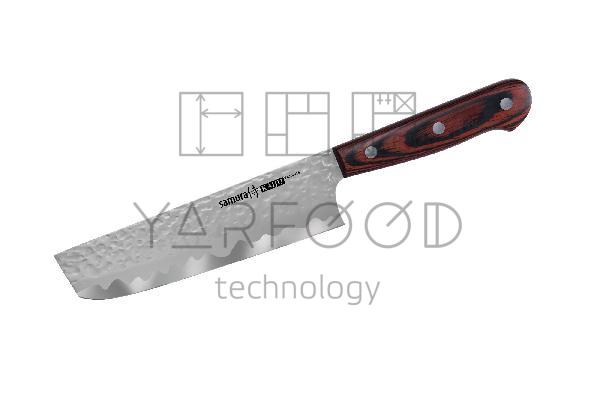 SKJ-0074/K Нож кухонный "Samura KAIJU" Накири 167 мм, AUS-8, дерево
